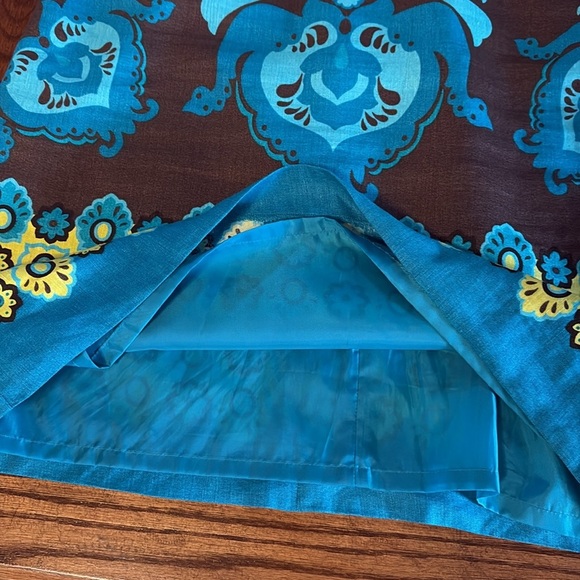 Elizabeth Howard linen abstract print sheath dress sleeveless round neck size 6 - Picture 11 of 12